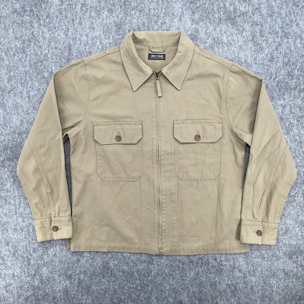Line of Trade Jacket Mens Medium Khaki Cotton Canvas Full Zip Workwear